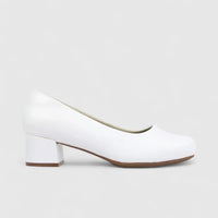 Hush Puppies Soft Style Ladies Comfort Block Heel Court Fynn SSL01619 White SS332