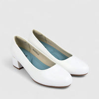 Hush Puppies Soft Style Ladies Comfort Block Heel Court Fynn SSL01619 White SS332