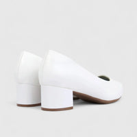 Hush Puppies Soft Style Ladies Comfort Block Heel Court Fynn SSL01619 White SS332