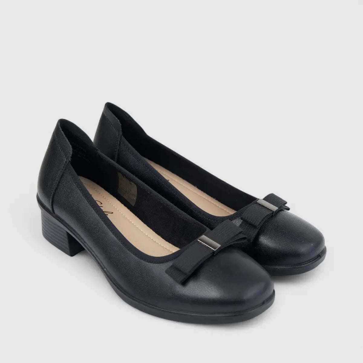 Hush Puppies Soft Style  Ladies Comfort Block Heel Court Reagan SSL01616 Black SS340
