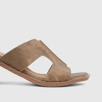 Hush Puppies Soft Style Ladies Block Heel Sandal Abby in bronze, featuring a textured upper and a low block heel.