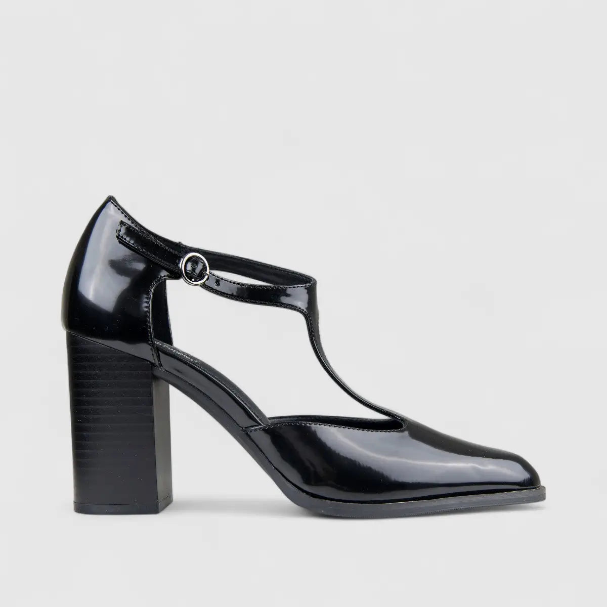 Hush Puppies Soft Style Parvani T Bar Block Heel Court SSL01622 Black SS353