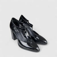 Hush Puppies Soft Style Parvani T Bar Block Heel Court SSL01622 Black SS353