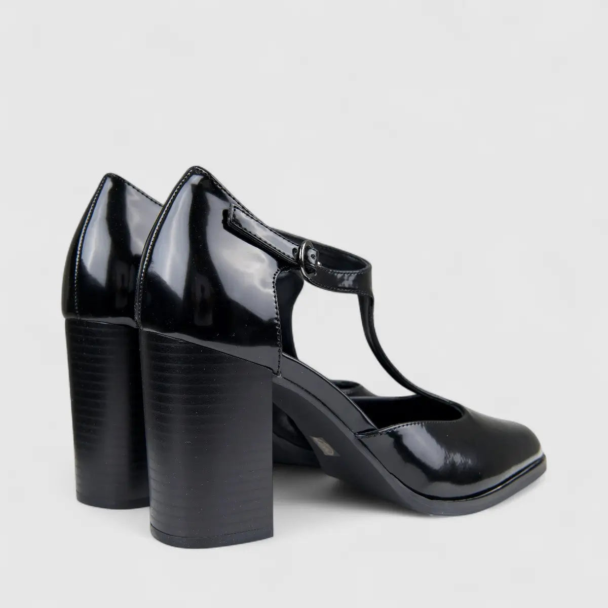 Hush Puppies Soft Style Parvani T Bar Block Heel Court SSL01622 Black SS353