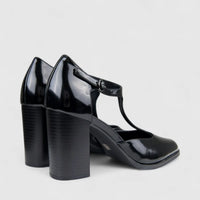 Hush Puppies Soft Style Parvani T Bar Block Heel Court SSL01622 Black SS353