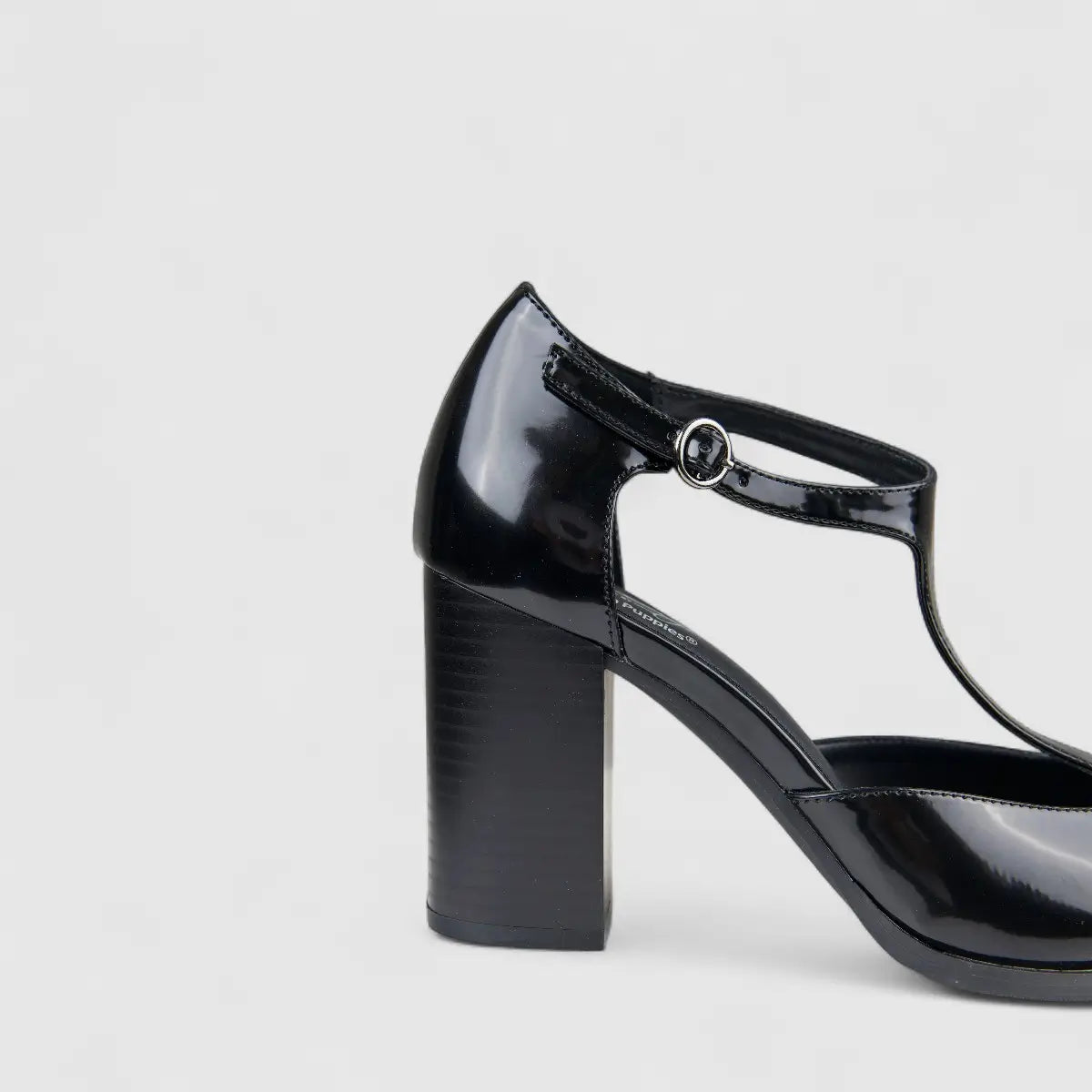 Hush Puppies Soft Style Parvani T Bar Block Heel Court SSL01622 Black SS353