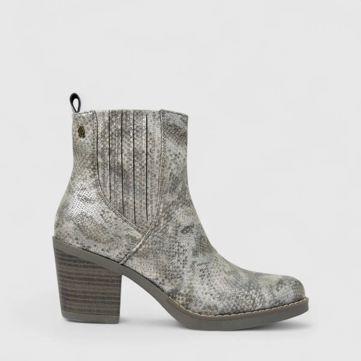 Hush Puppies Soft Style Soft Karen Ladies Ankle Block Heel Boot SSL01440 Metallic Grey DK1