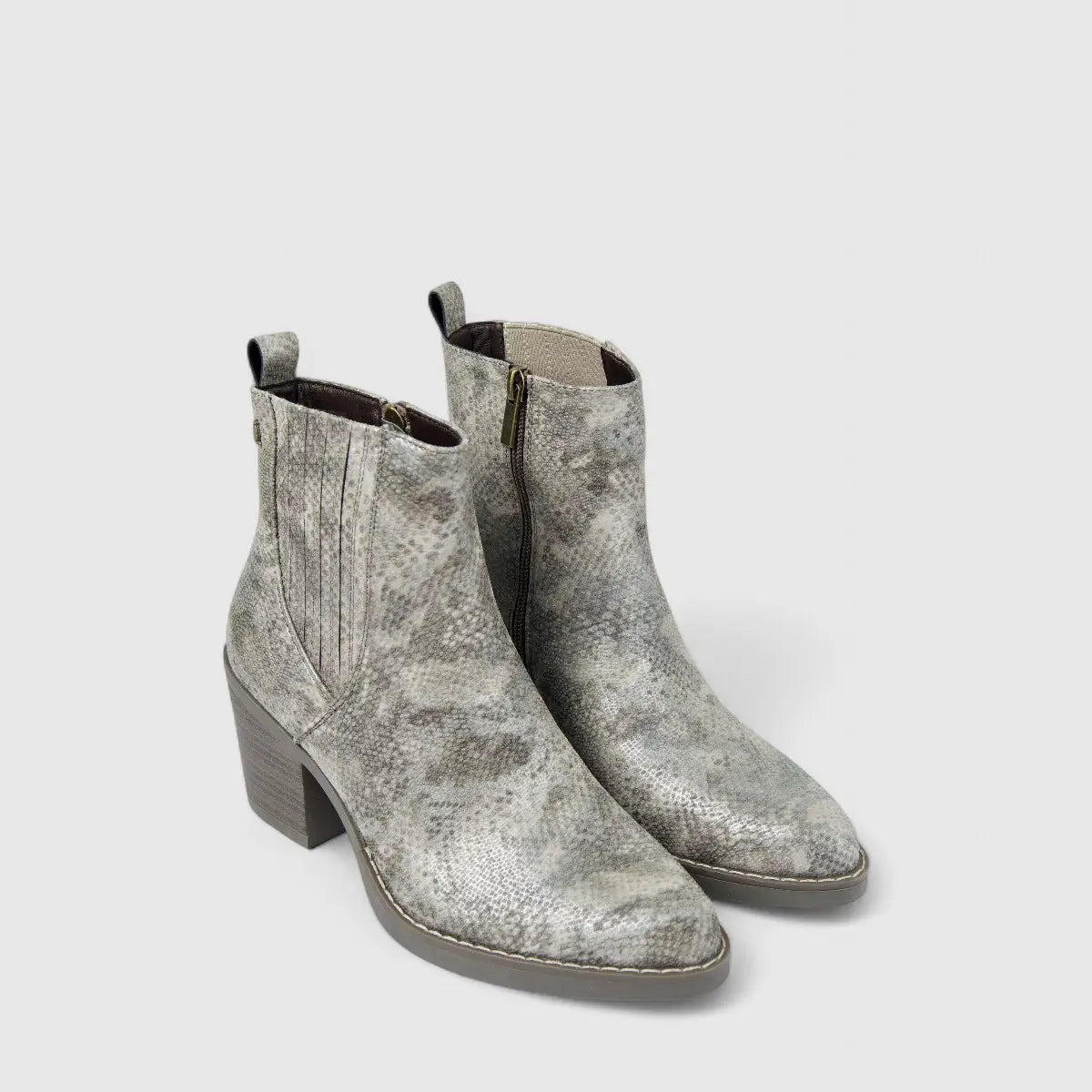 Hush Puppies Soft Style Soft Karen Ladies Ankle Block Heel Boot SSL01440 Metallic Grey DK1
