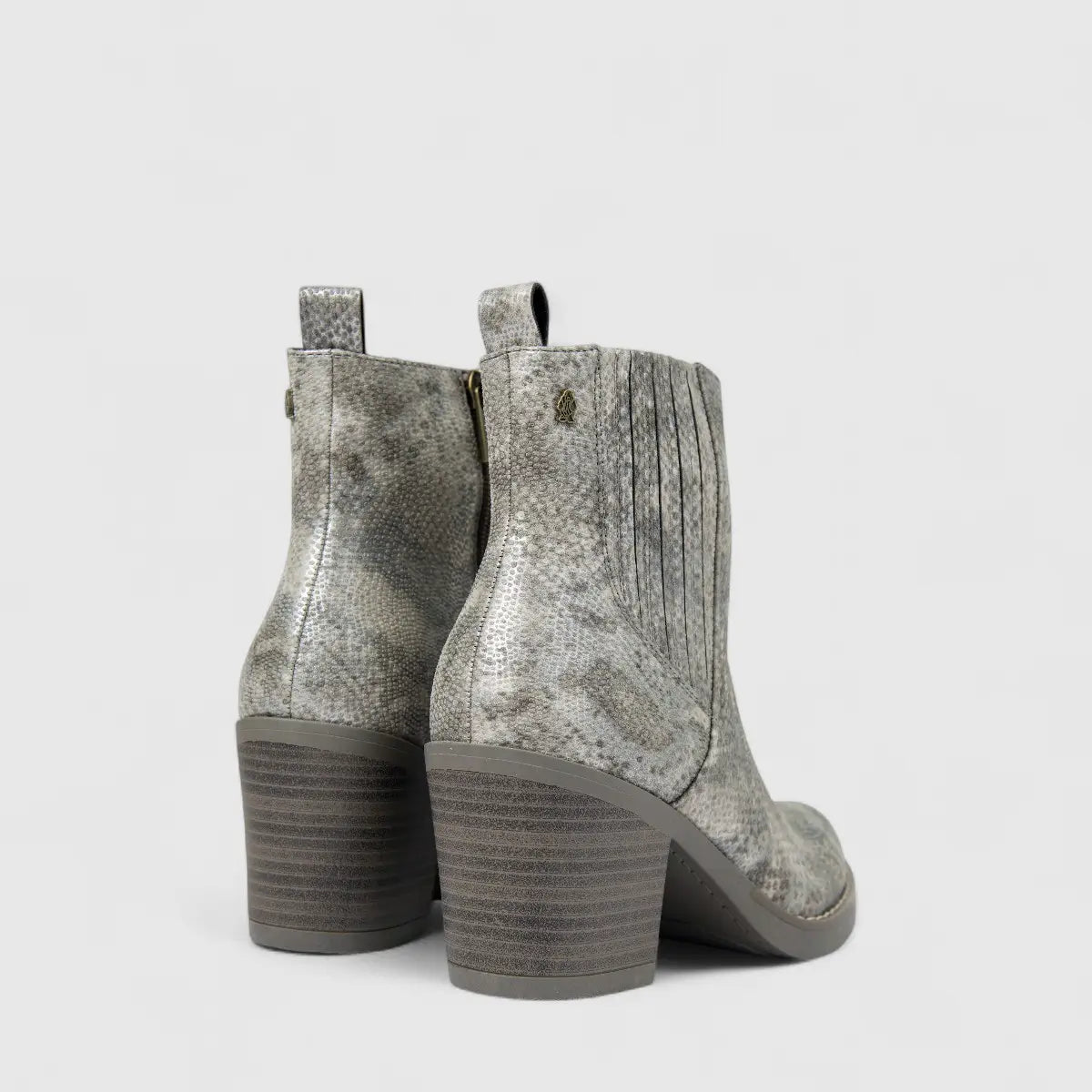 Hush Puppies Soft Style Soft Karen Ladies Ankle Block Heel Boot SSL01440 Metallic Grey DK1