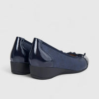 Hush Puppies Soft Style Soft Rishon Bow Ladies Comfort Wedge SSL01617 Navy SS350