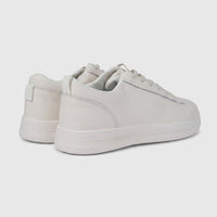 Hush Puppies Soft Style Tavaria ivory ladies comfort sneaker, lace-up low-top with smooth upper, side view.