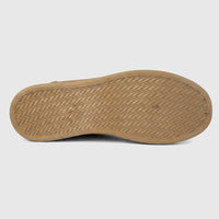 Hush Puppies Soft Style Tavaria taupe ladies comfort sneaker, bottom view showing tan rubber outsole and herringbone tread.