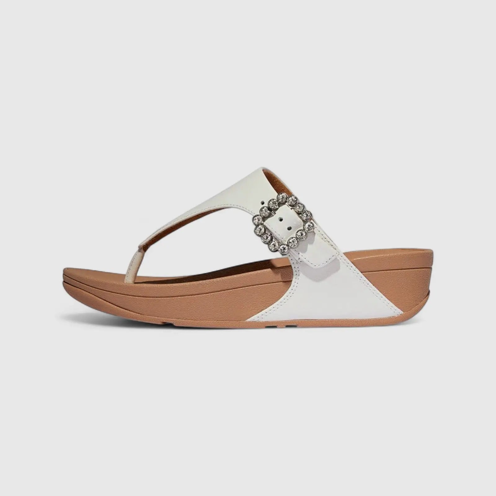 Fit Flop Ladies Comfort Sandal Lulu Crystal Buckle E1D-194 White FP99