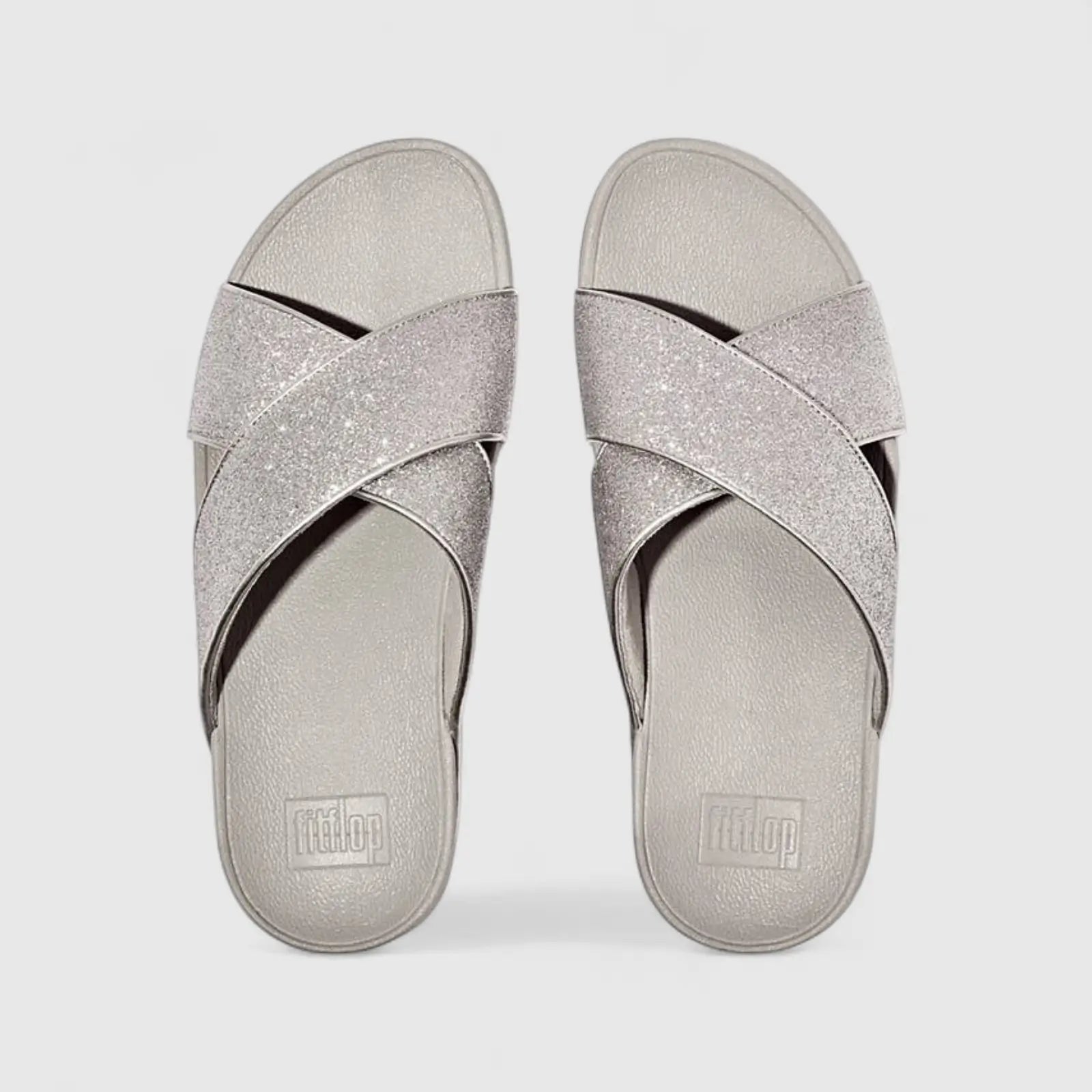 Fit Flop Ladies Comfort Sandal Lulu Glitter Dust Slide IK6-011 Silver FP96