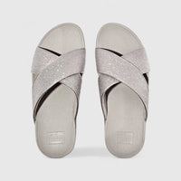 Fit Flop Ladies Comfort Sandal Lulu Glitter Dust Slide IK6-011 Silver FP130