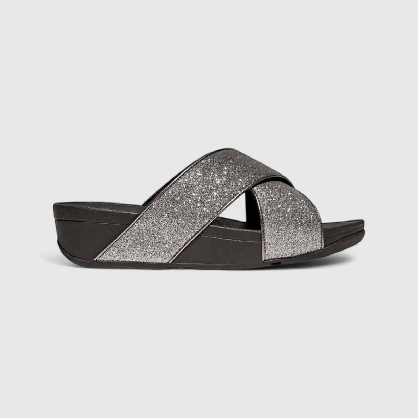 Fit Flop Ladies Comfort Sandal Lulu Glitter Dust Slide IK6-054 Pewter FP97
