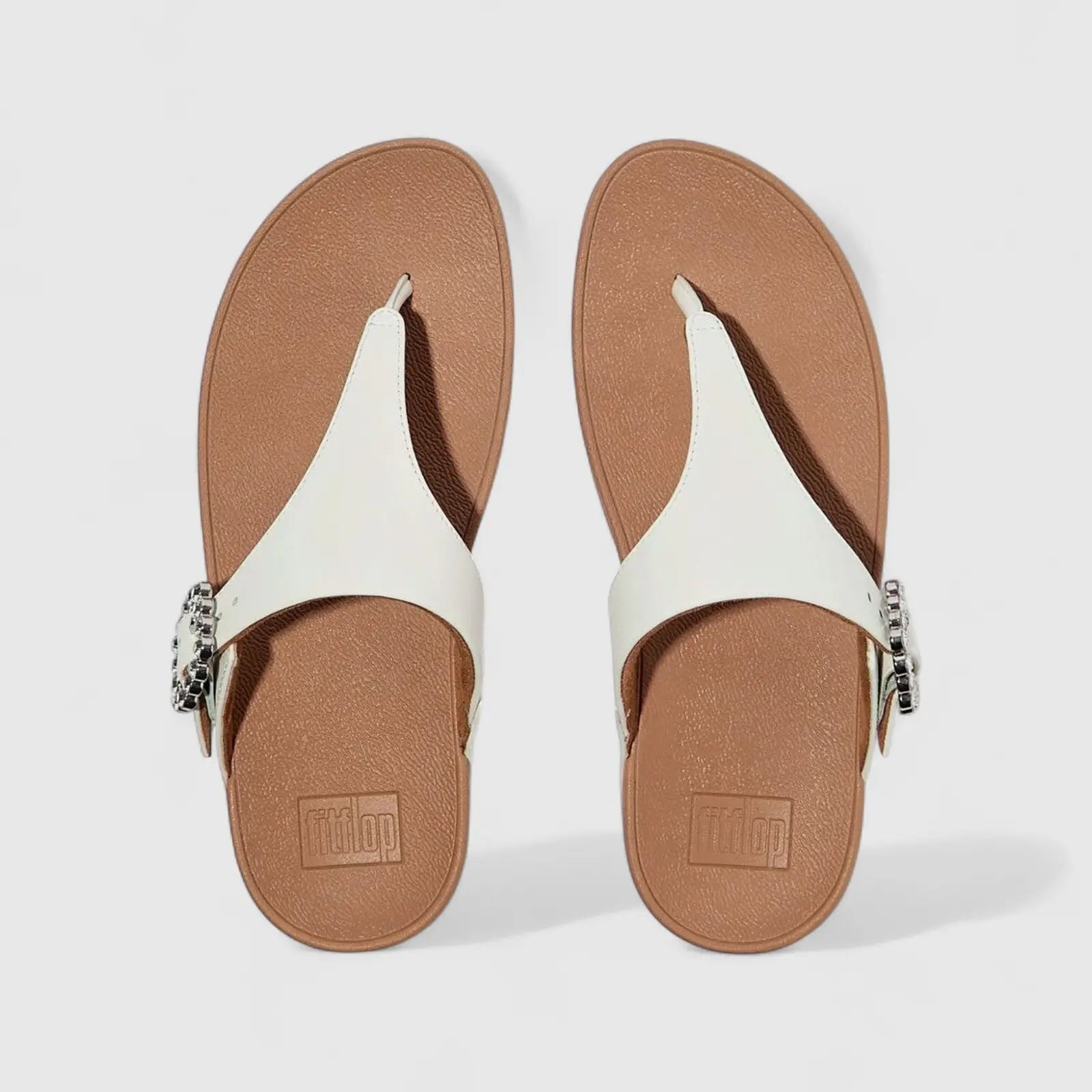 Fit Flop Ladies Comfort Sandal Lulu Crystal Buckle E1D-194 White FP99