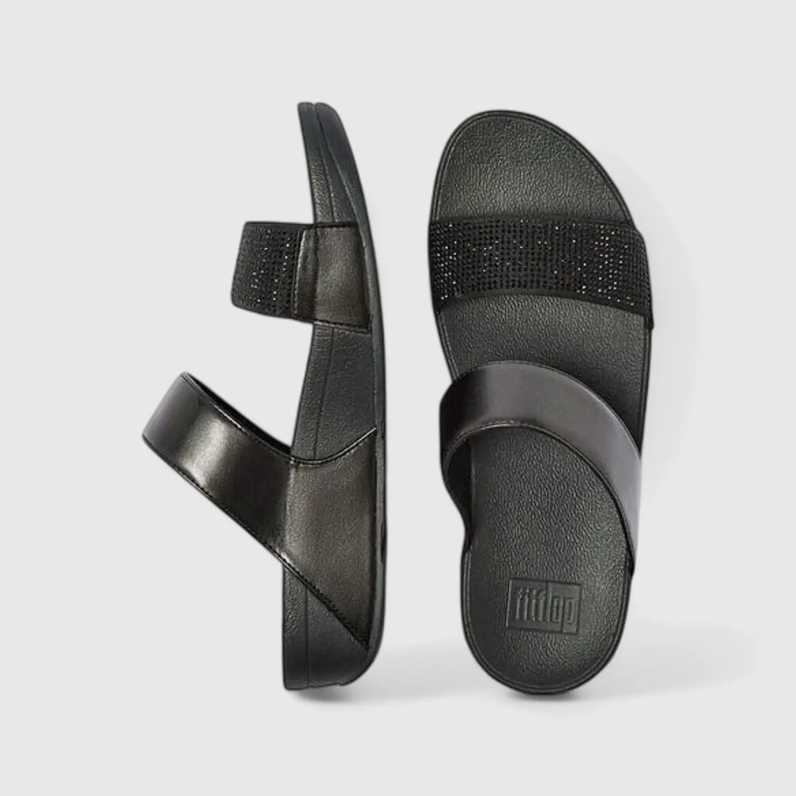 Fit Flop Ladies Comfort Sandal Lulu Crystal Embellished Slide EC4-090 Black FP108