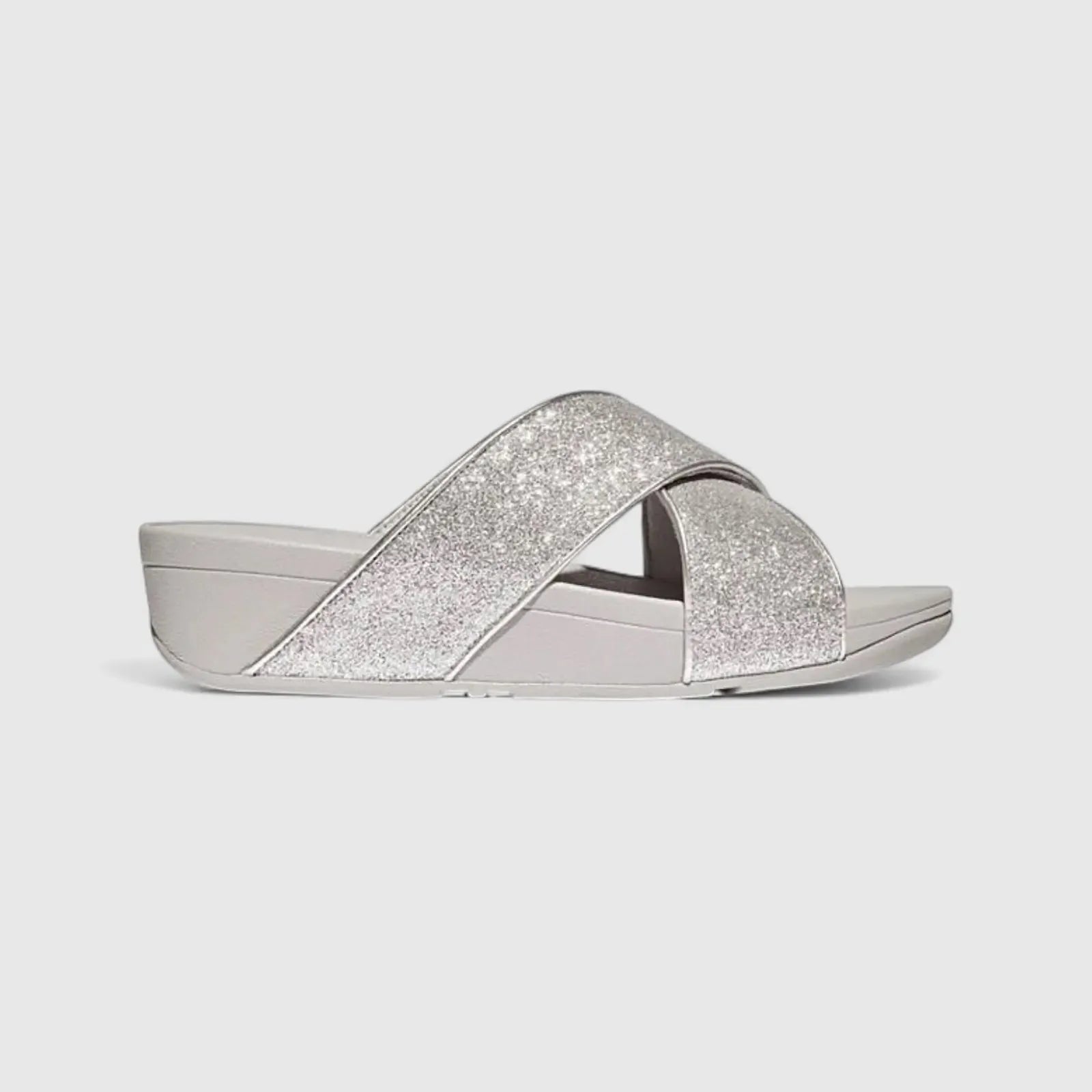 Fit Flop Ladies Comfort Sandal Lulu Glitter Dust Slide IK6-011 Silver FP96