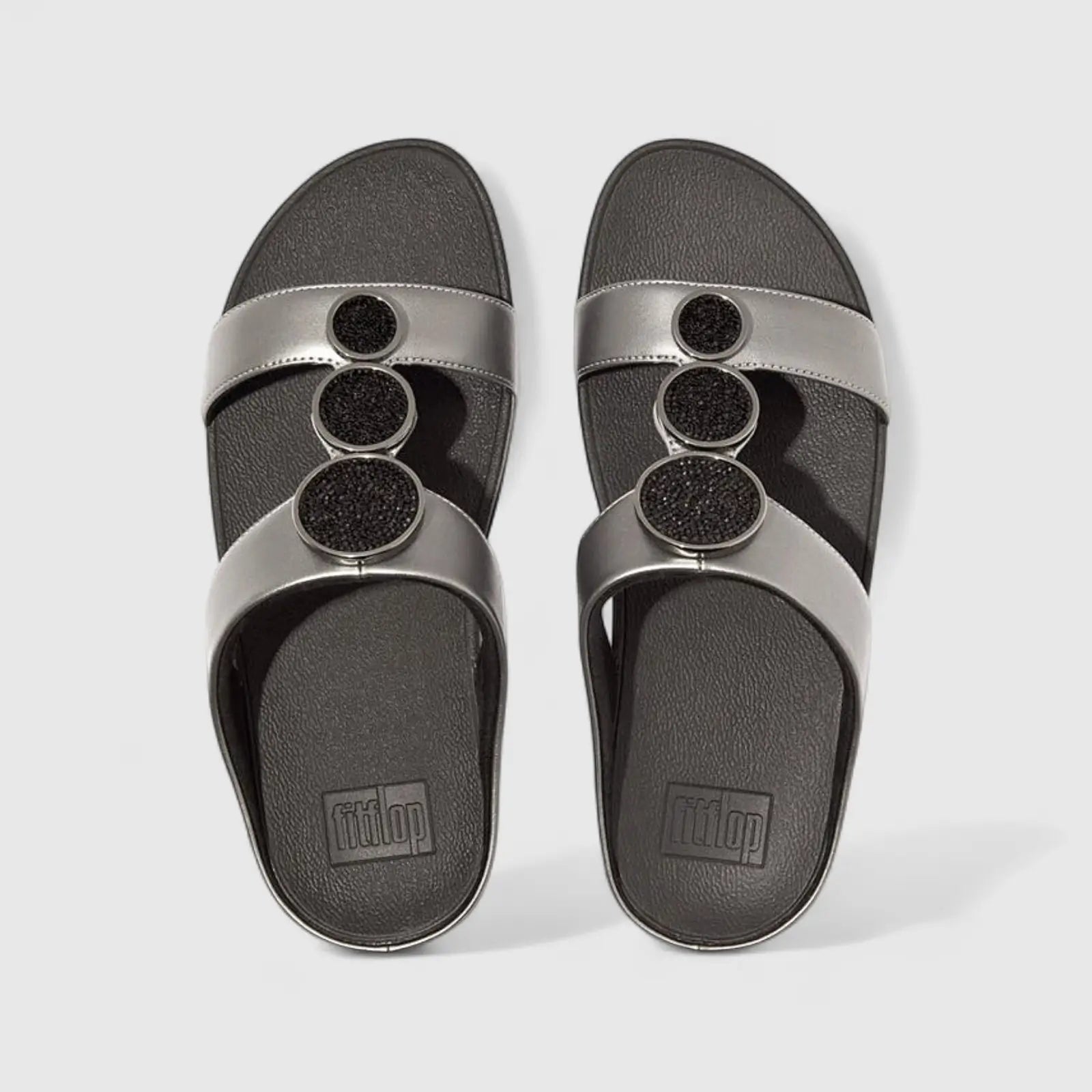 Fit Flop Ladies Comfort Sandal Halo Met H-Bar HJ2-B06 Pewter FP100