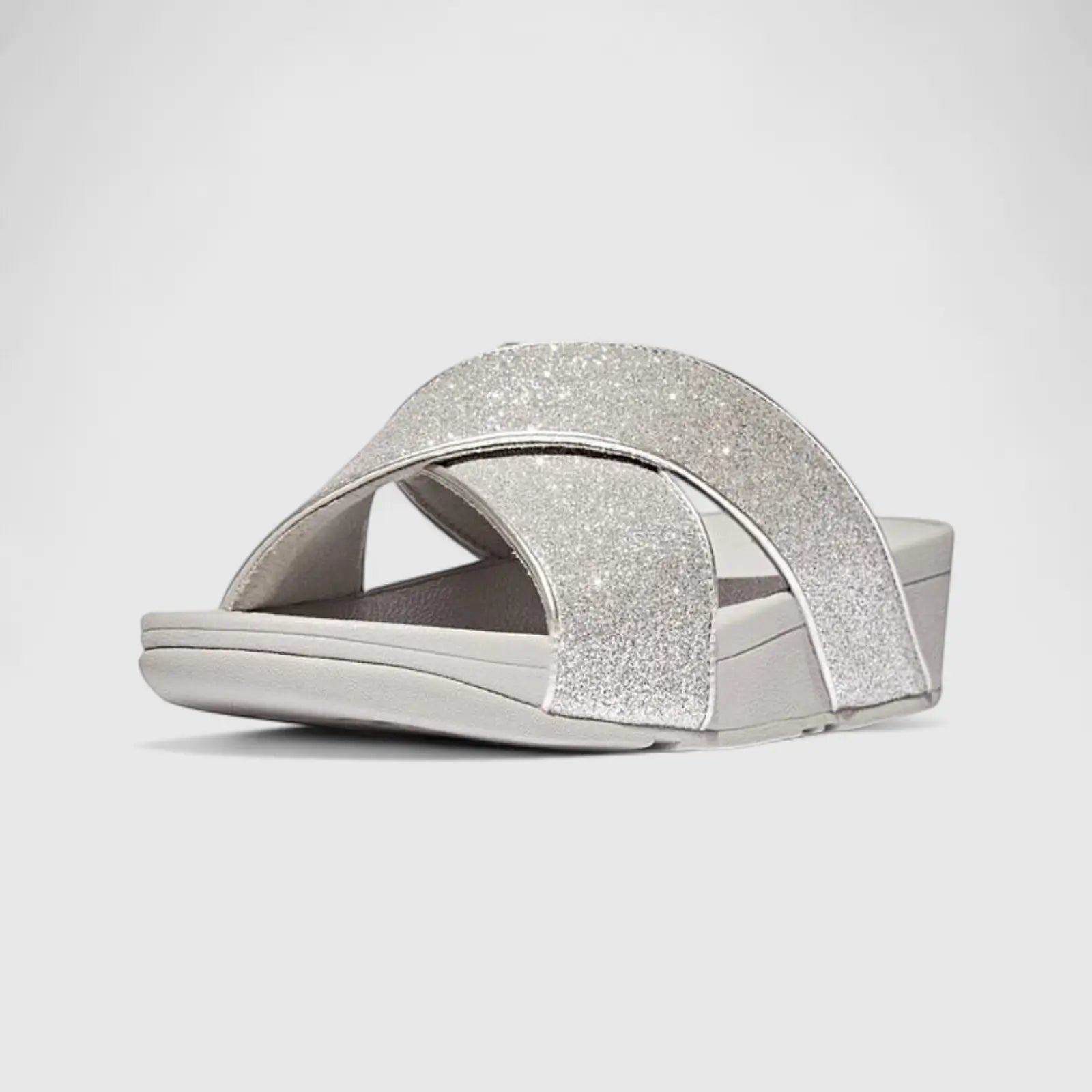 Fit Flop Ladies Comfort Sandal Lulu Glitter Dust Slide IK6-011 Silver FP96