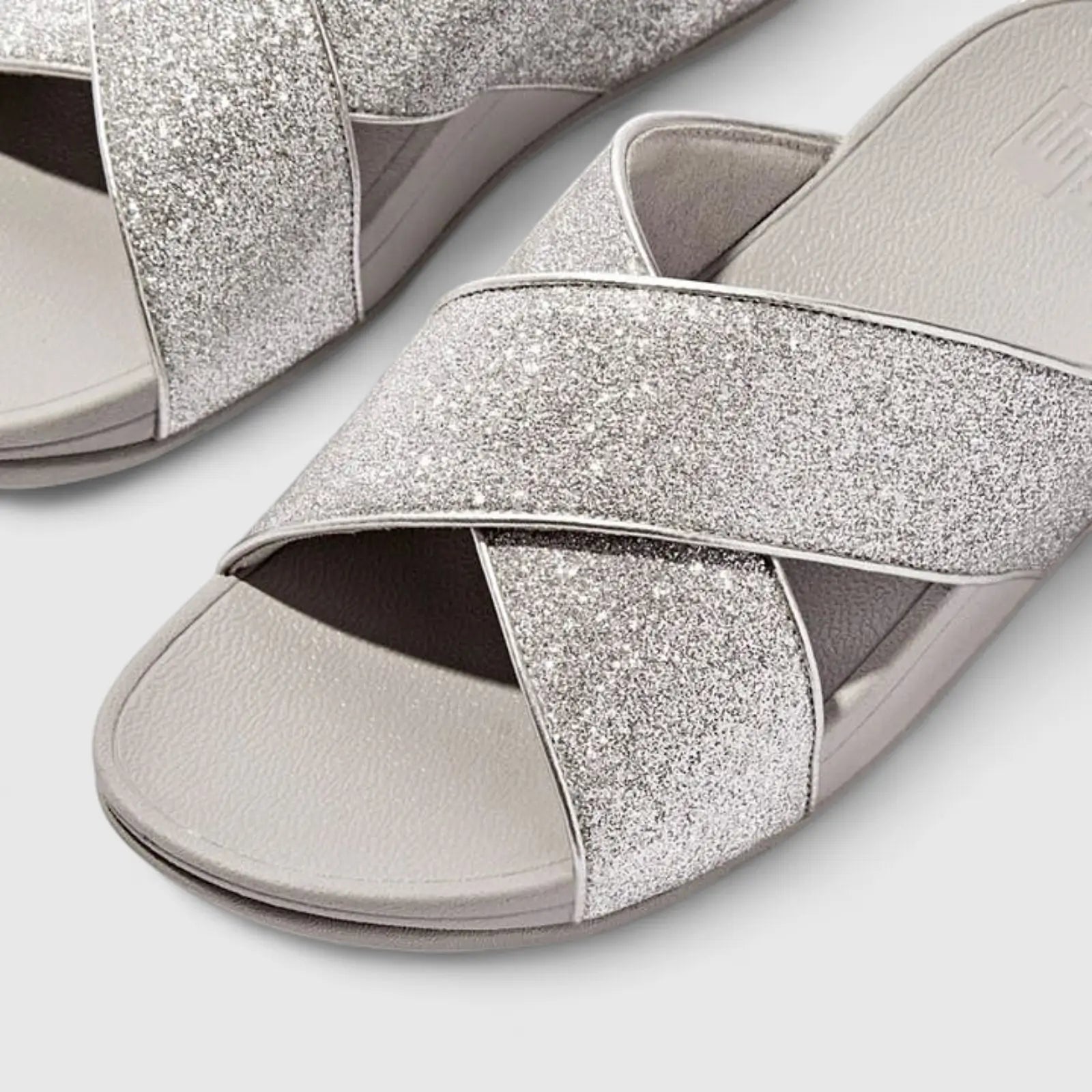 Fit Flop Ladies Comfort Sandal Lulu Glitter Dust Slide IK6-011 Silver FP96