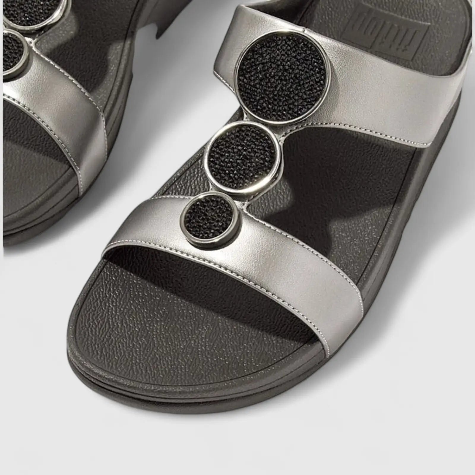 Fit Flop Ladies Comfort Sandal Halo Met H-Bar HJ2-B06 Pewter FP100