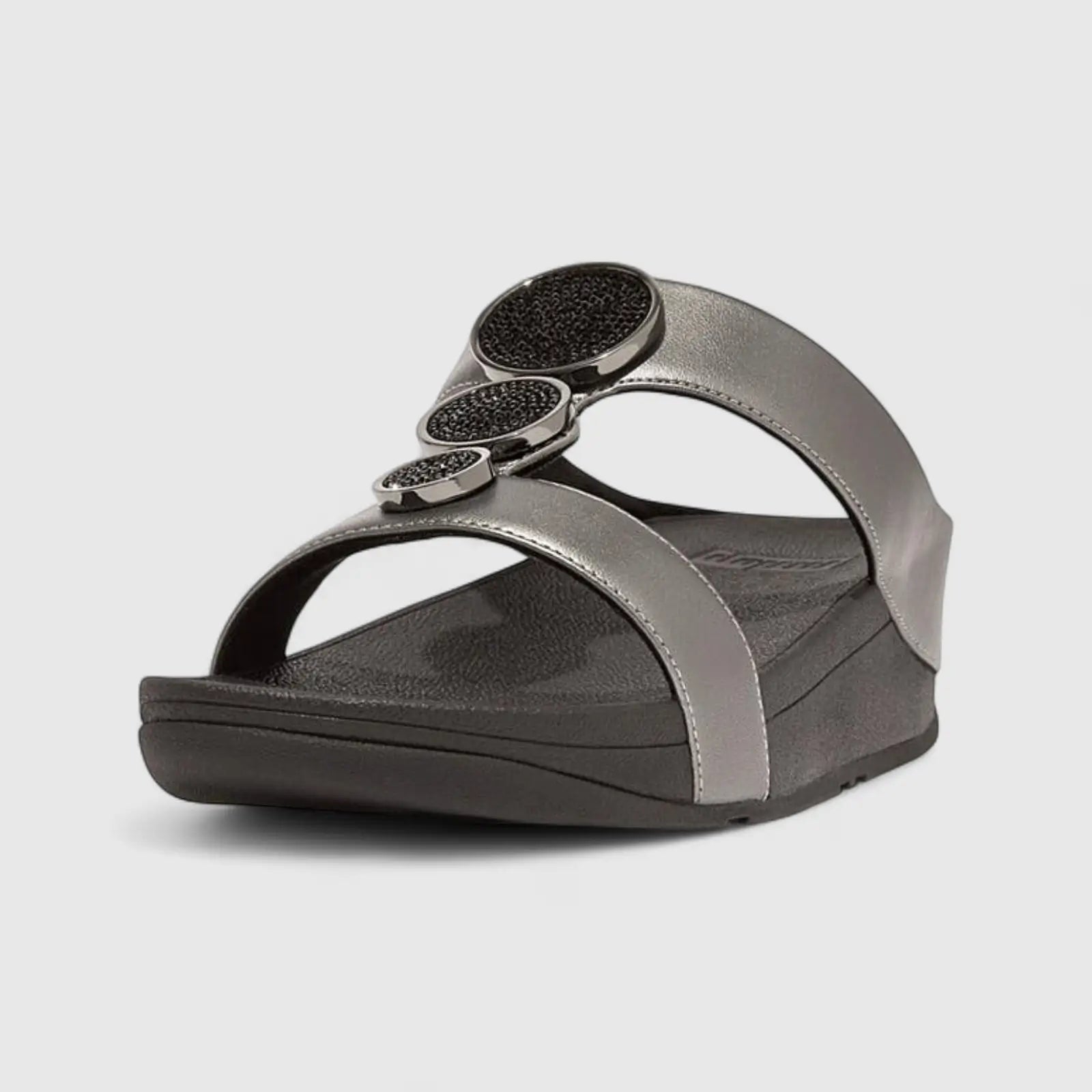 Fit Flop Ladies Comfort Sandal Halo Met H-Bar HJ2-B06 Pewter FP100