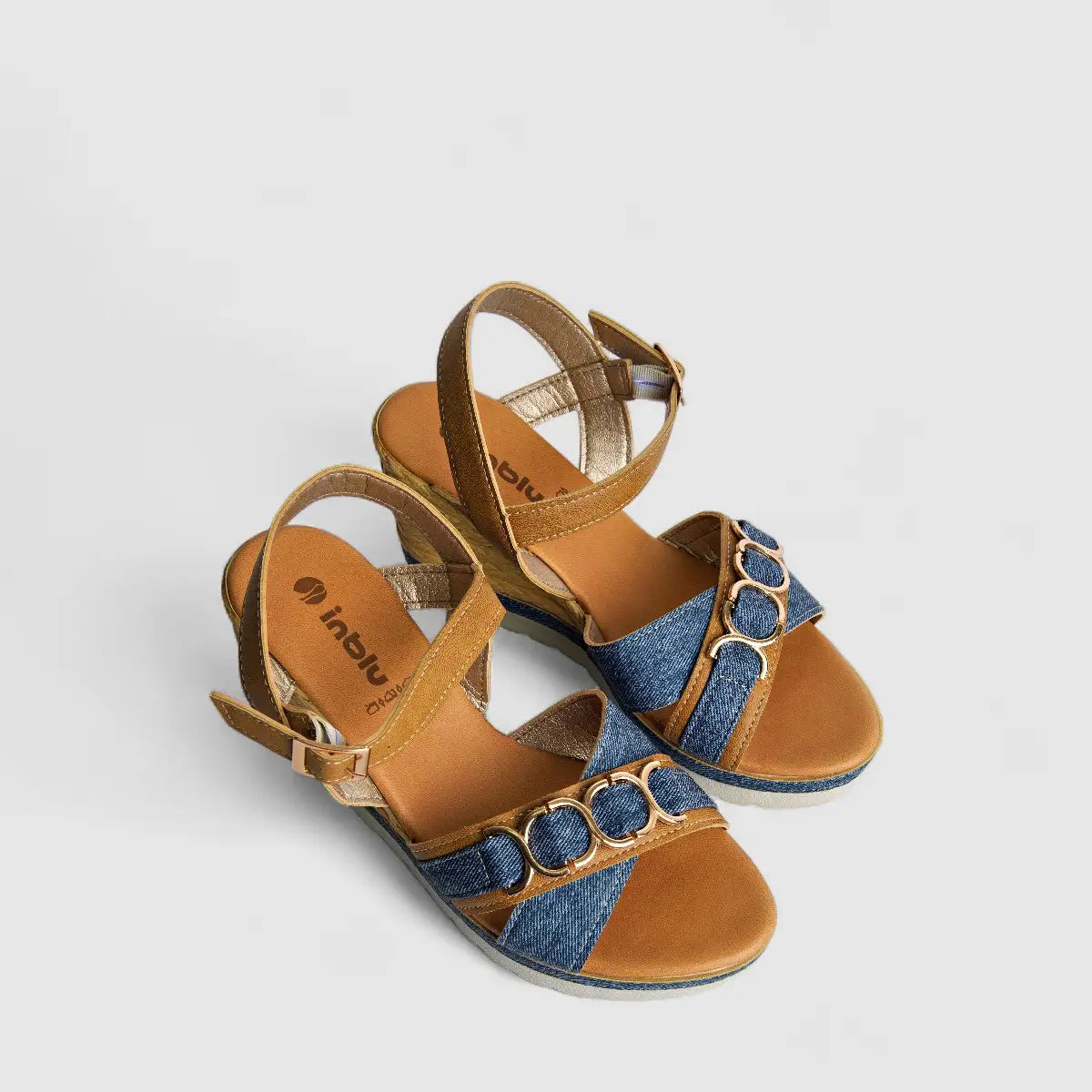 Inblu Ladies Comfort Espadrille Wedge FG000041 Camel AL42
