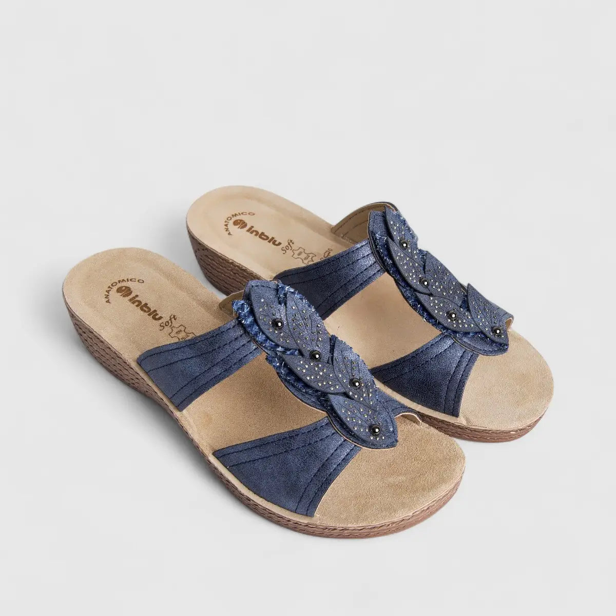 Inblu Ladies Comfort Push In Sandal GL000064 Blue AL27