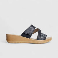 Inblu Ladies Comfort Push In Sandal SE000017 Black AL30
