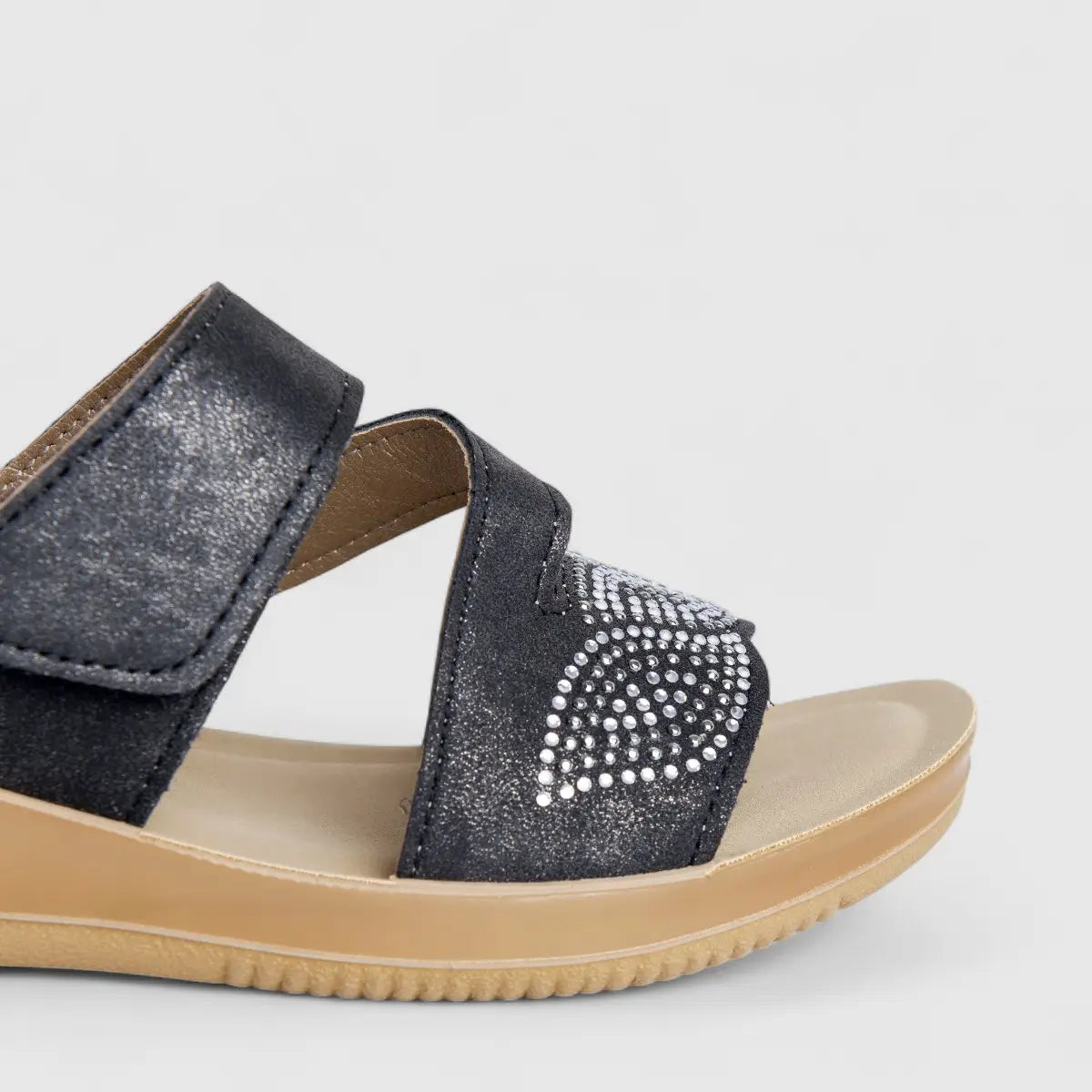 Inblu Ladies Comfort Push In Sandal SE000017 Black AL30