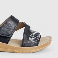 Inblu Ladies Comfort Push In Sandal SE000017 Black AL30