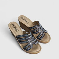 Inblu Ladies Comfort Slip On Wedge AS000038 Black AL44