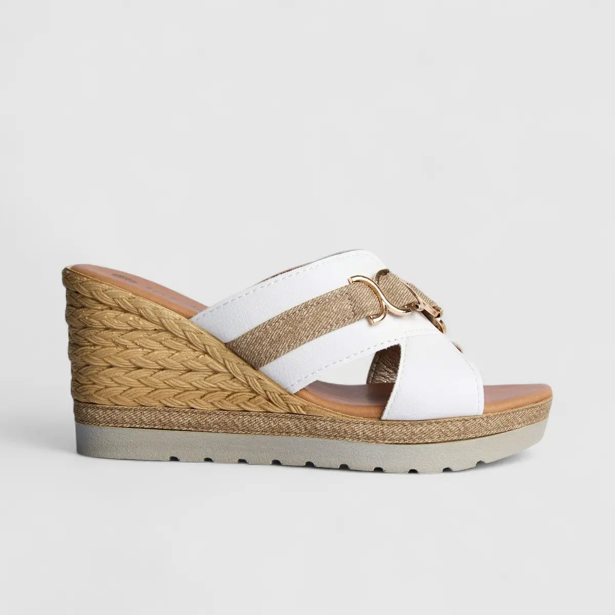 Inblu Ladies Comfort Slip On Wedge FG000040 White AL41