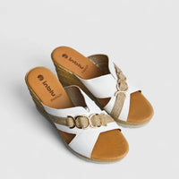 Inblu Ladies Comfort Slip On Wedge FG000040 White AL41