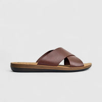 Inblu Men's Comfort Push In Sandal DA000026 Dark Brown AM22