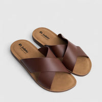 Inblu Men's Comfort Push In Sandal DA000026 Dark Brown AM22