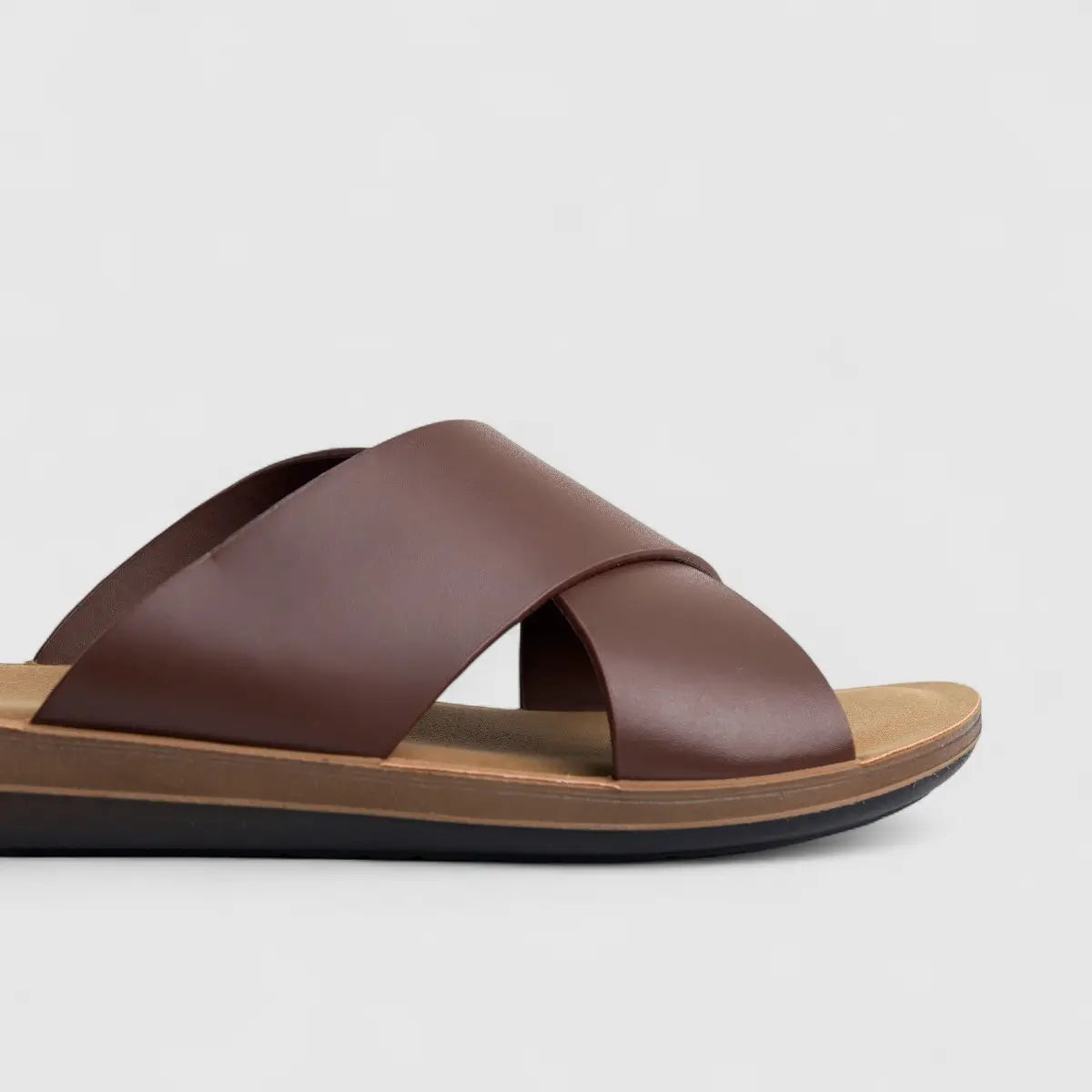 Inblu Men's Comfort Push In Sandal DA000026 Dark Brown AM22