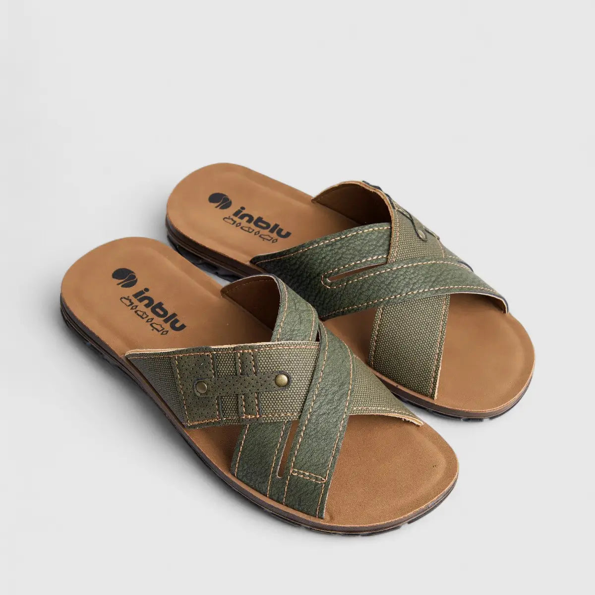 Inblu Men's Comfort Push In Sandal VT000009 Green AM13