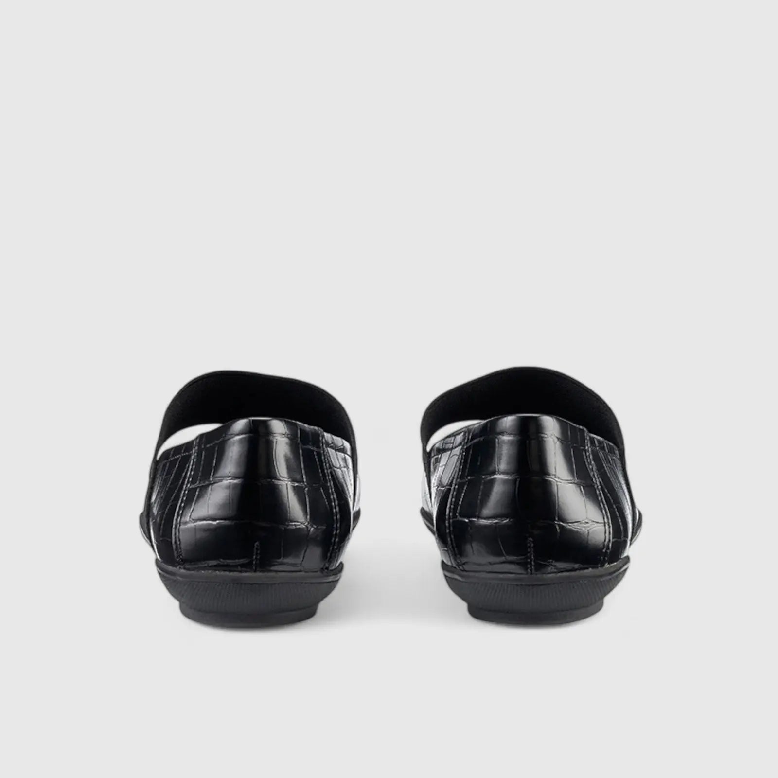 Indigo Comfort Leather Pump Black Croc Pumps | familyshoecentre