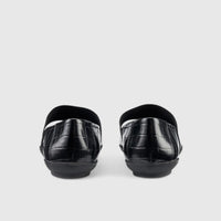 Indigo Comfort Leather Pump Black Croc Pumps | familyshoecentre