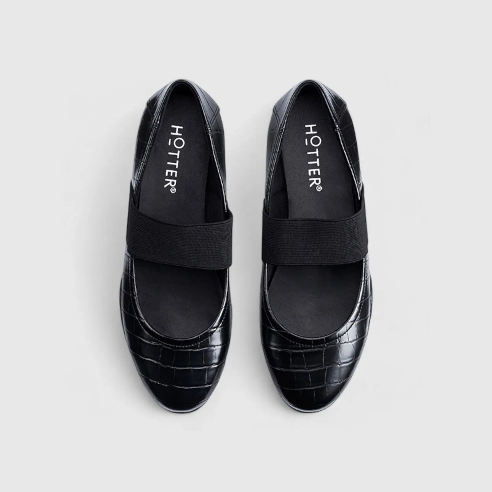 Indigo Comfort Leather Pump Black Croc Pumps | familyshoecentre
