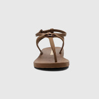 Ipanema Atena women's thong sandal in brown, featuring an ankle strap and textured sole, viewed from the front.