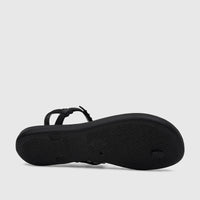 Black Ipanema Class Lizz Sandal shown from the bottom, featuring a textured sole with embossed branding and visible straps.