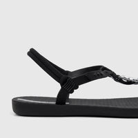 Black Ipanema Class Lizz sandal with silver accents, shown from a side view on a light surface.