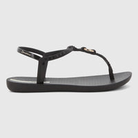 Black Ipanema Class Luma thong sandals with gold detail, featuring a textured sole, shown from a side view.