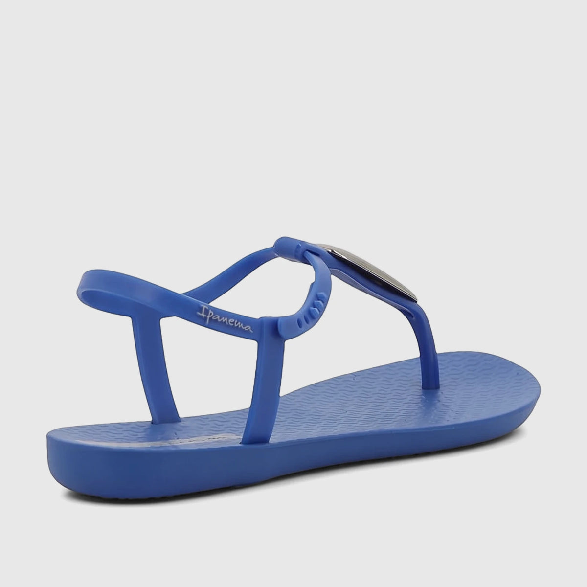 Ipanema Class Luxury GIL83954 women's blue sandal with a silver metallic accent on the T-strap, viewed from a rear-quarter