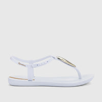 Ipanema Class Luxury GIL83954 white gold women's thong sandal, side view, with metallic strap detail.