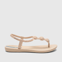 Beige Ipanema Class Posh Sandal GIL83956 with woven-look straps and an adjustable ankle strap, shown in a side view.